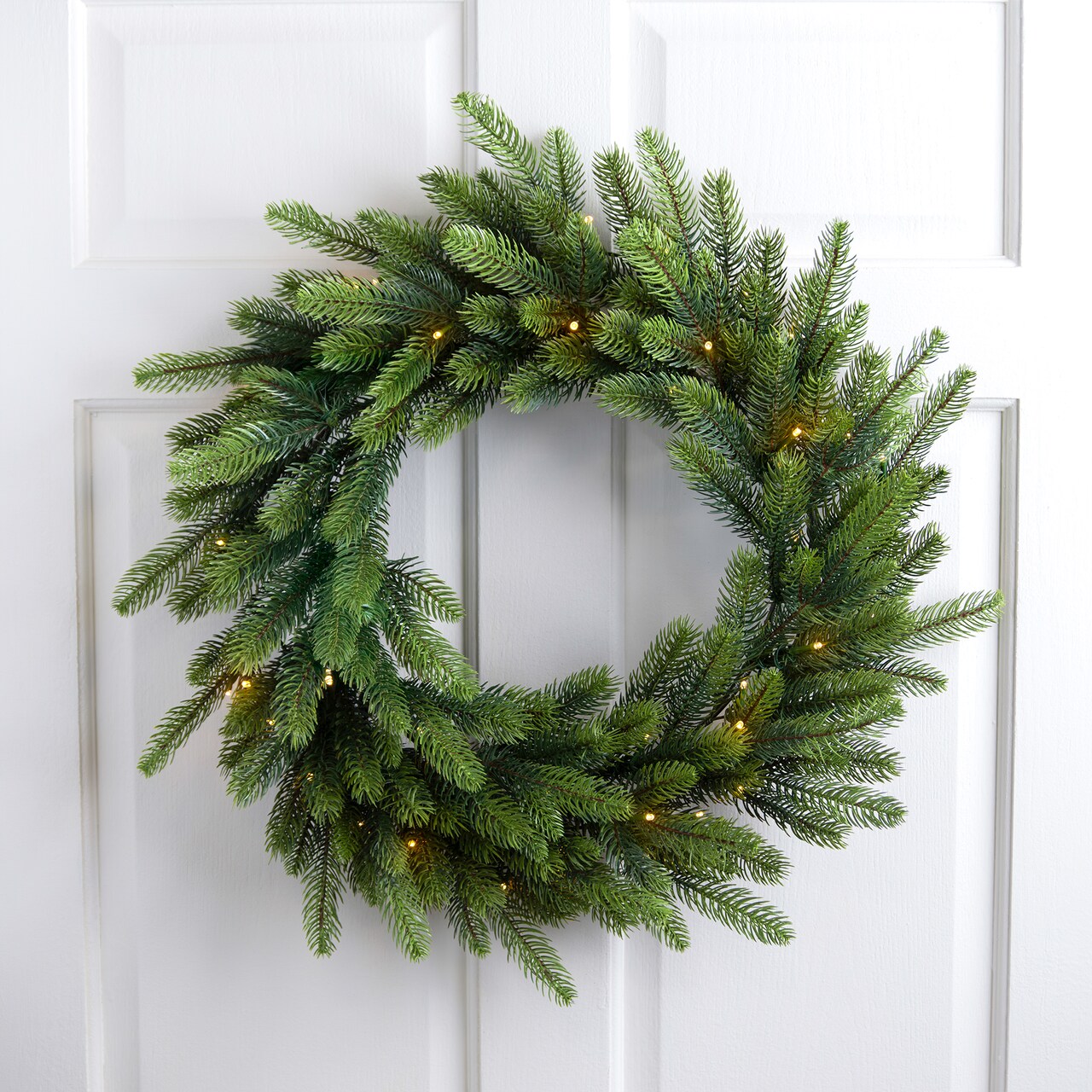 Northlight Real Touch™ B/O Pre-Lit Noble Fir Christmas Wreath - 24" - Warm White LED